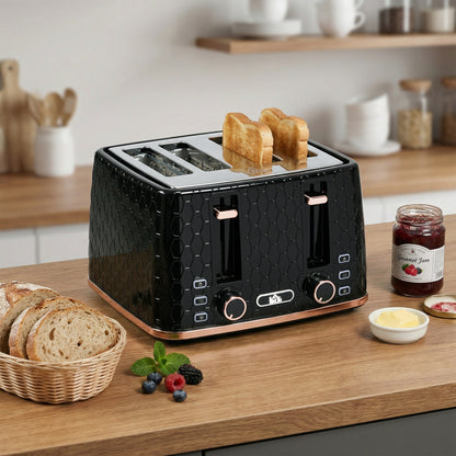 4 Slice Toaster with 7 Browning Levels, High Lift, Reheat/Defrost/Cancel, Self-centring Function, Removable Crumb Tray