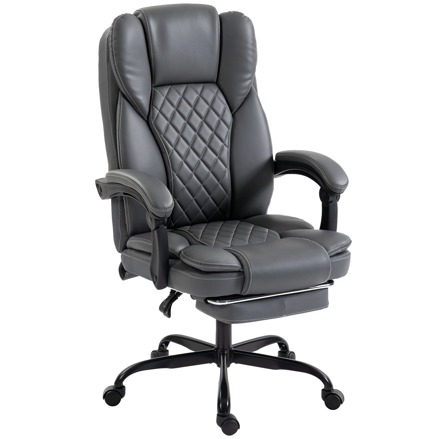 Executive Home Office Chair Reclining Function Footrest Computer Desk Chair High Back, Grey