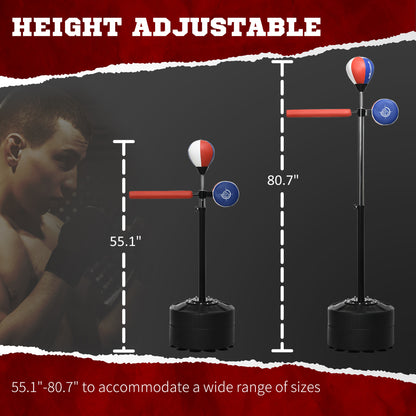 Adjustable Speed Bag, Boxing Bag, with Stand, Reflex Bar, Punching Pad, Multicoloured