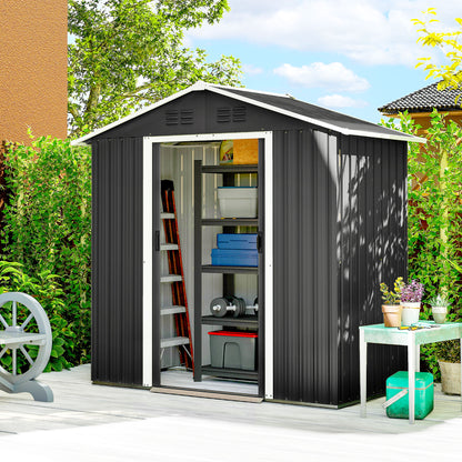 6.5 x 3.5ft Metal Garden Storage Shed - Dark Grey