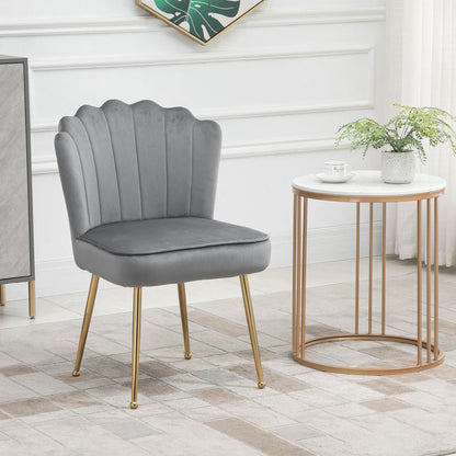 Velvet-Feel Shell Accent Chair - Grey