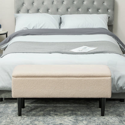 57L Teddy Fleece Storage Ottoman - Cream
