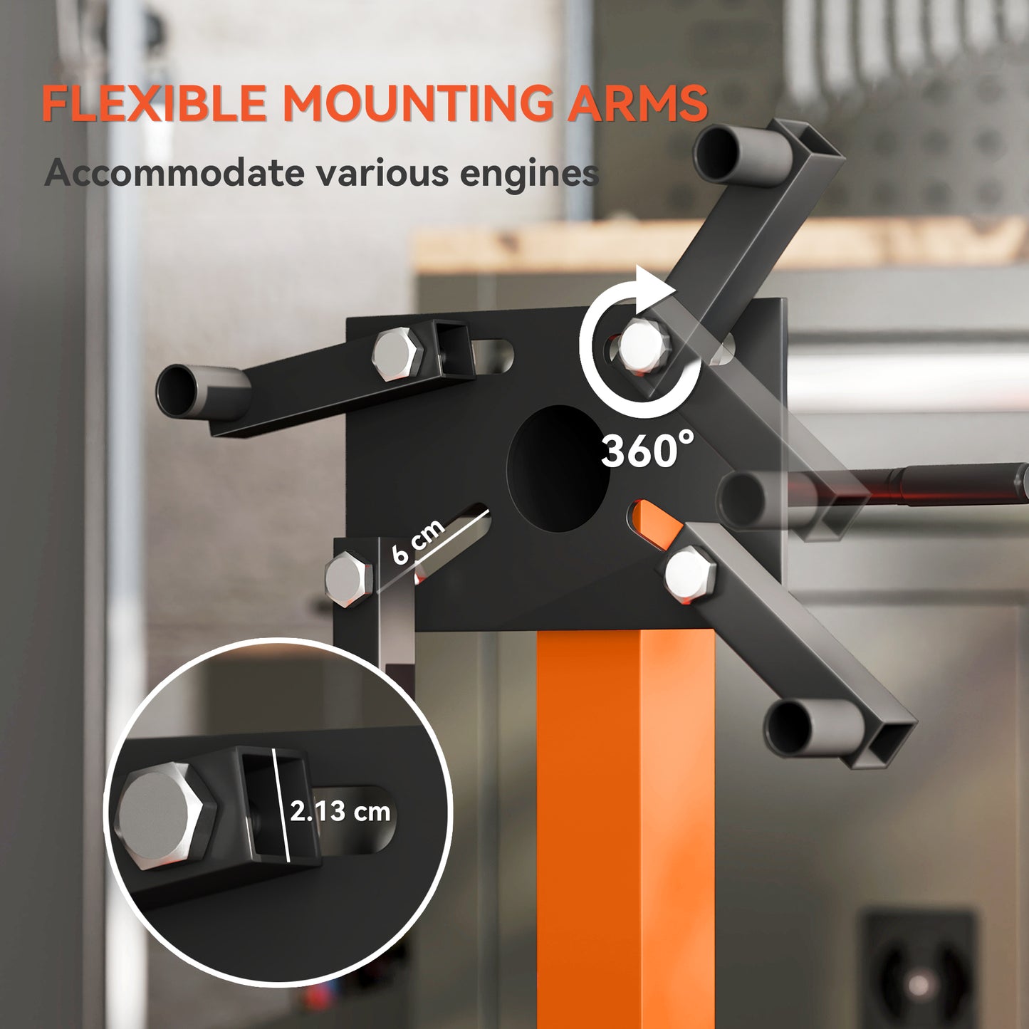 Engine Stand, 570 kg Rotating Engine Stand with 360 Degree Adjustable Head, 4 Mounting Arms, Heavy Duty Steel Support