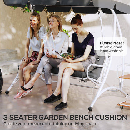 3 Seater Bench Pad, Garden Swing Chair Cushion with Back and Ties