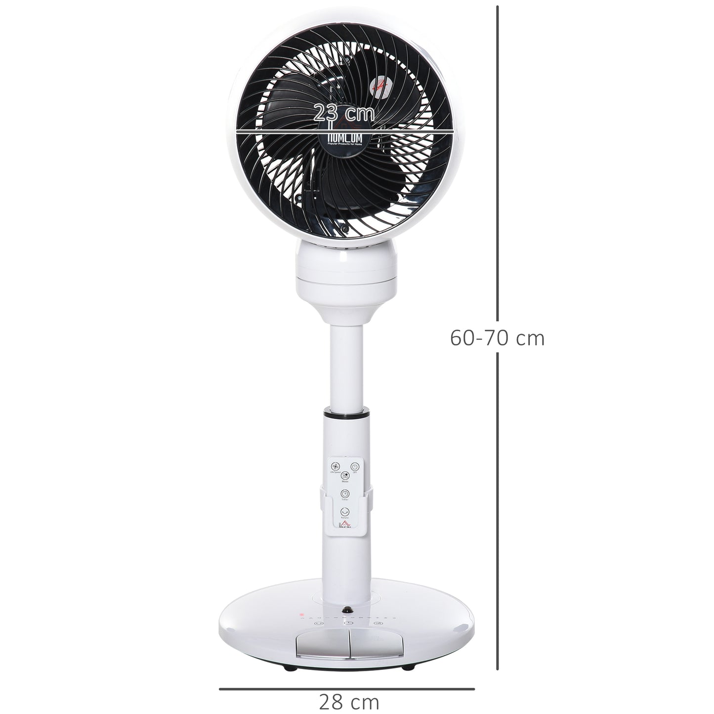 9'' Air Circulator Fan 3 Speed 3 Mode, 70° Oscillation 90° Vertical Tilt, Height Adjustable, Remote Controller