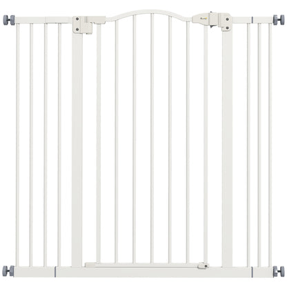 Pressure Fit Dog Stair Gate No Drilling Safety Gate Auto Close for Doorways, Hallways, 74-100cm Adjustable, 94cm Tall, White