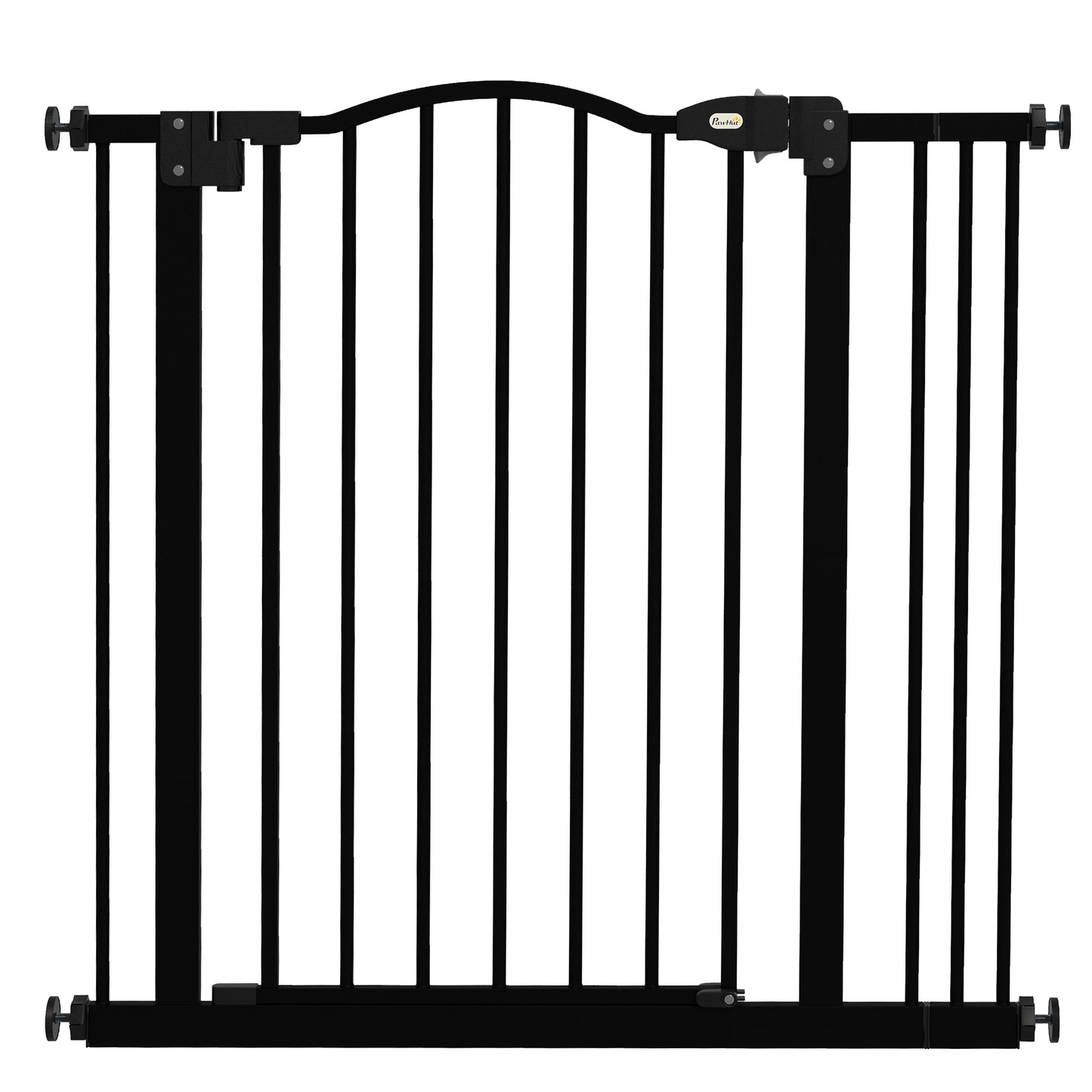 Metal 74-87cm Adjustable Pet Gate Safety Barrier w/ Auto-Close Door Black
