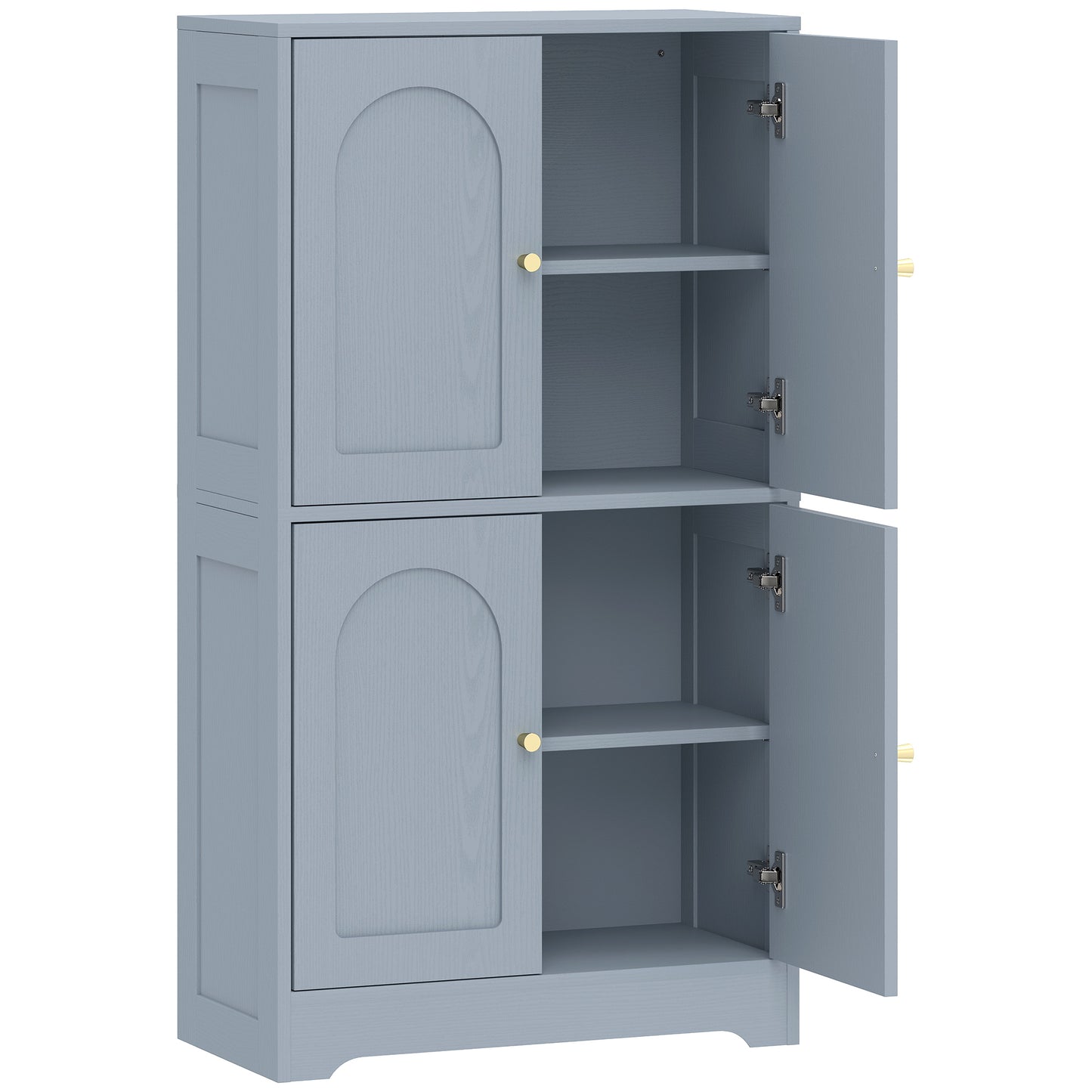 4-Door Kitchen Storage Cabinet with Adjustable Shelves - Grey