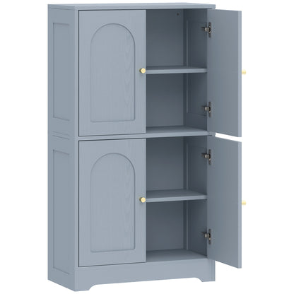 4-Door Kitchen Storage Cabinet with Adjustable Shelves - Grey
