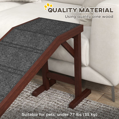 Pet Ramp for Dogs with Non-Slip Carpet and Top Platform - Brown & Grey