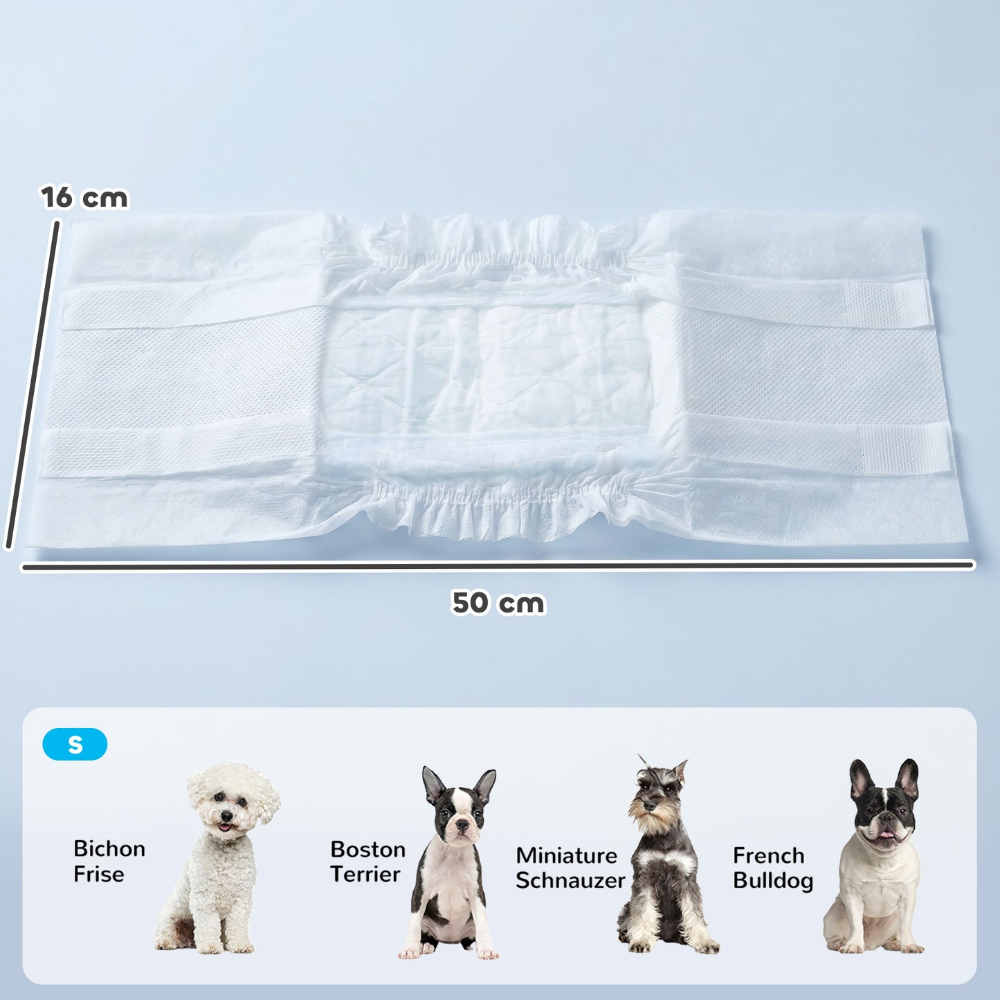 Dog Diapers Super Absorbent Leak-Proof Dog Nappies for Male Dogs Size S 30-48 cm Waist