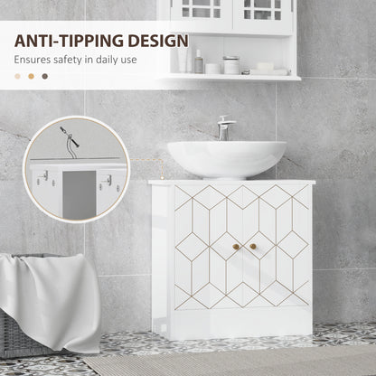 Under Sink Bathroom Cabinet, Under Sink Cabinet with Adjustable Shelf and Open Compartment for Basin with or without Pedestal