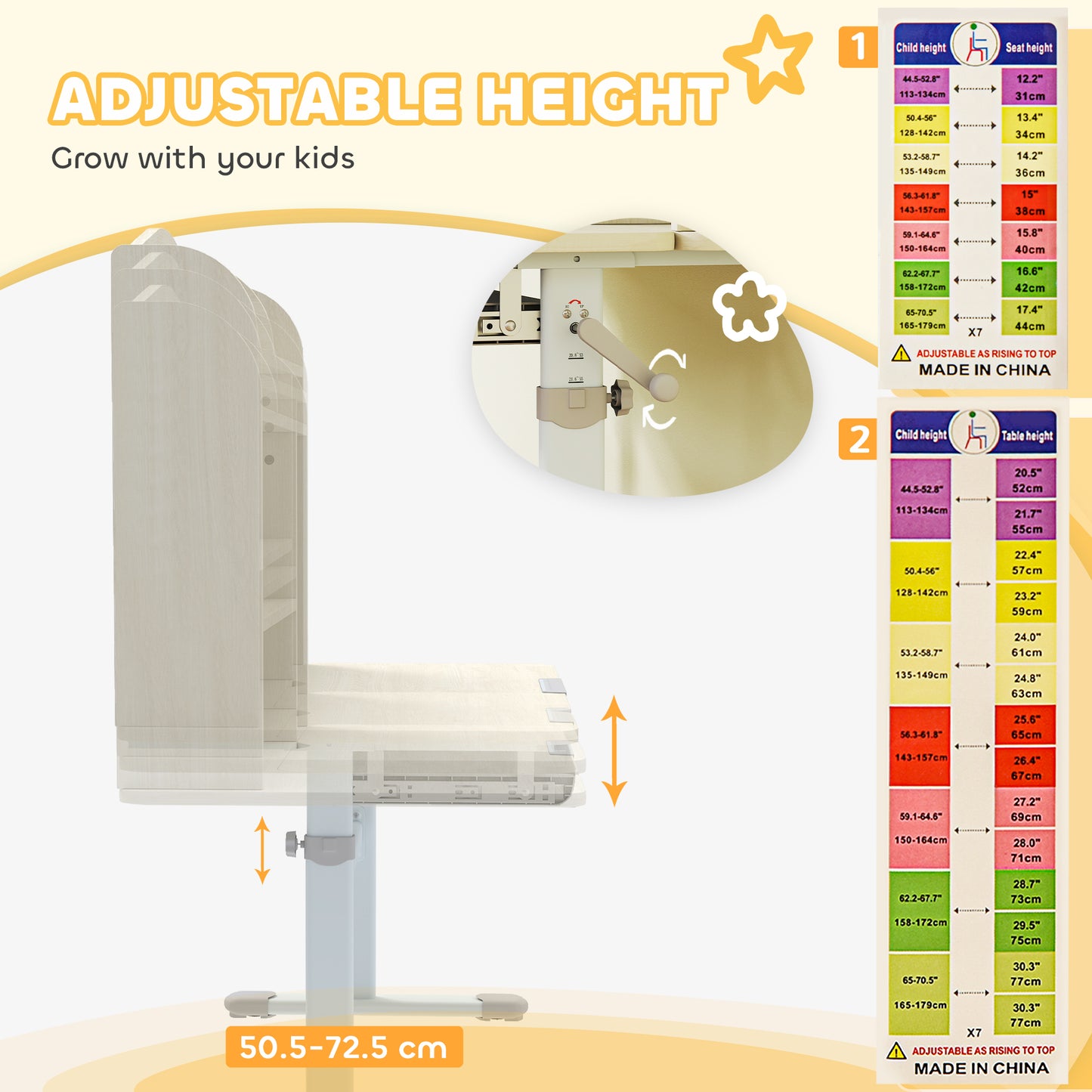 Kids Desk Height Adjustable with Tilt-Desktop, Hutch, Drawer, Storage Shelf, Pegboard, for 3-12 Years Old, Natural