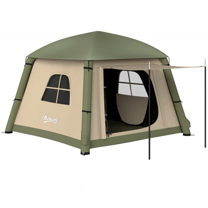 Inflatable Camping Tent w/ Hand Pump, Easy Setup 1/2 Person Blow Up Tent Waterproof 190T Taffeta w/ Mesh Windows