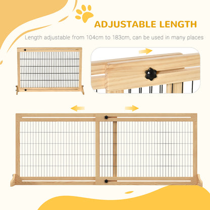 Freestanding Dog Gate, Foldable Pet Fence, Indoor Wood Barrier, Stair Gate with Support Feet, for Doorway, Hallway