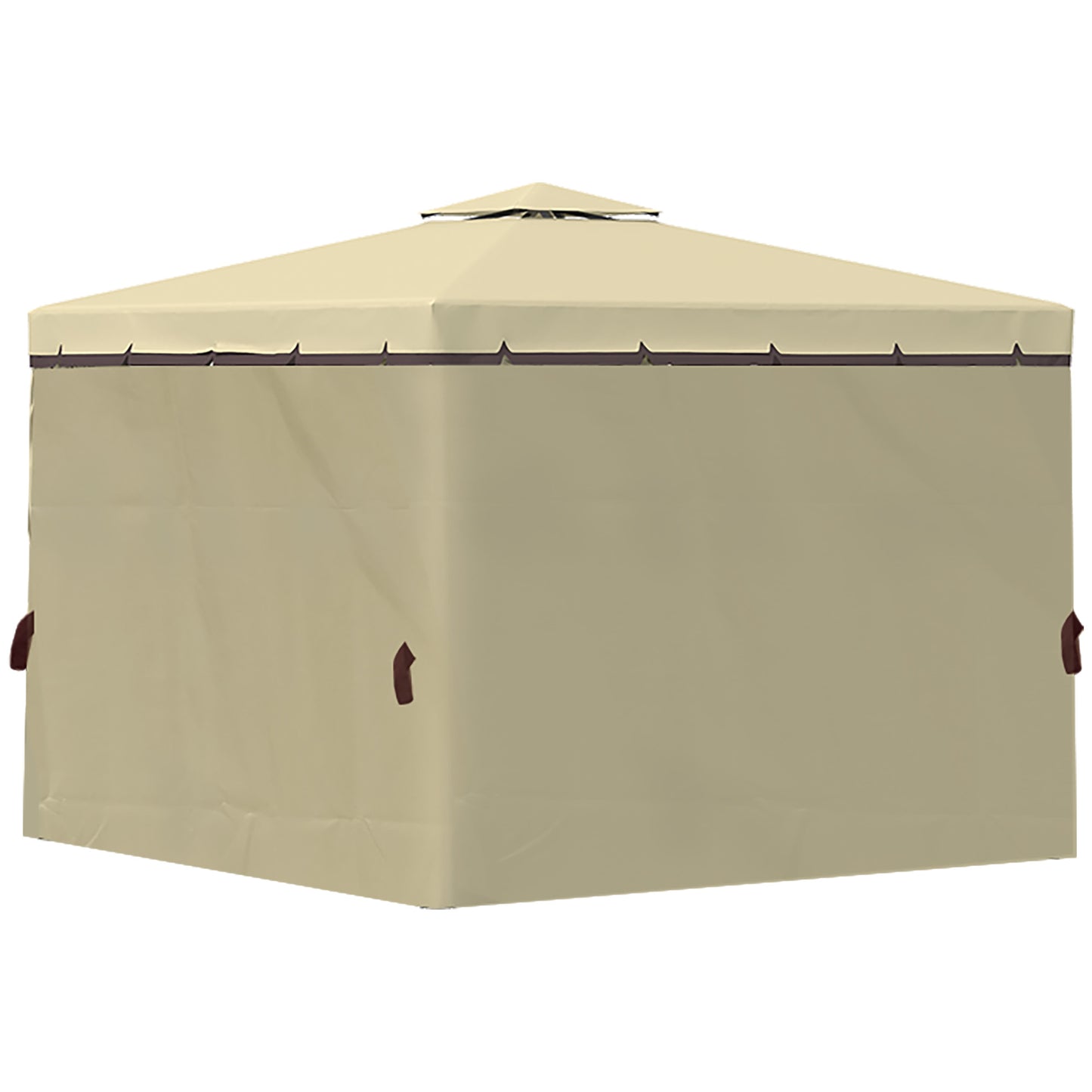 3 x 3(m) Patio Gazebo Canopy Garden Pavilion Tent Shelter with 2 Tier Water Repellent Roof, Mosquito Netting and Curtains