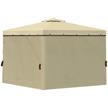 3 x 3(m) Patio Gazebo Canopy Garden Pavilion Tent Shelter with 2 Tier Water Repellent Roof, Mosquito Netting and Curtains
