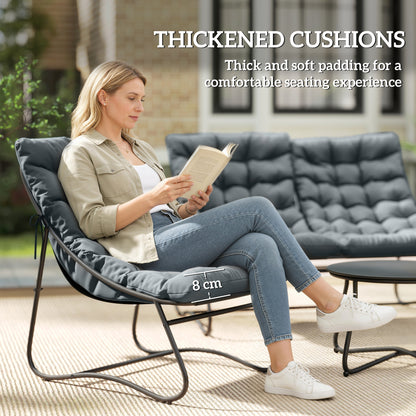 Four-Piece Curved Seat Garden Sofa Set - Grey/Black
