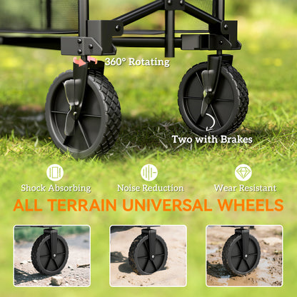 Double Decker Folding Festival Trolley on Wheels, 200KG & 350L Capacity Collapsible Wagon Festival Trolley Cart