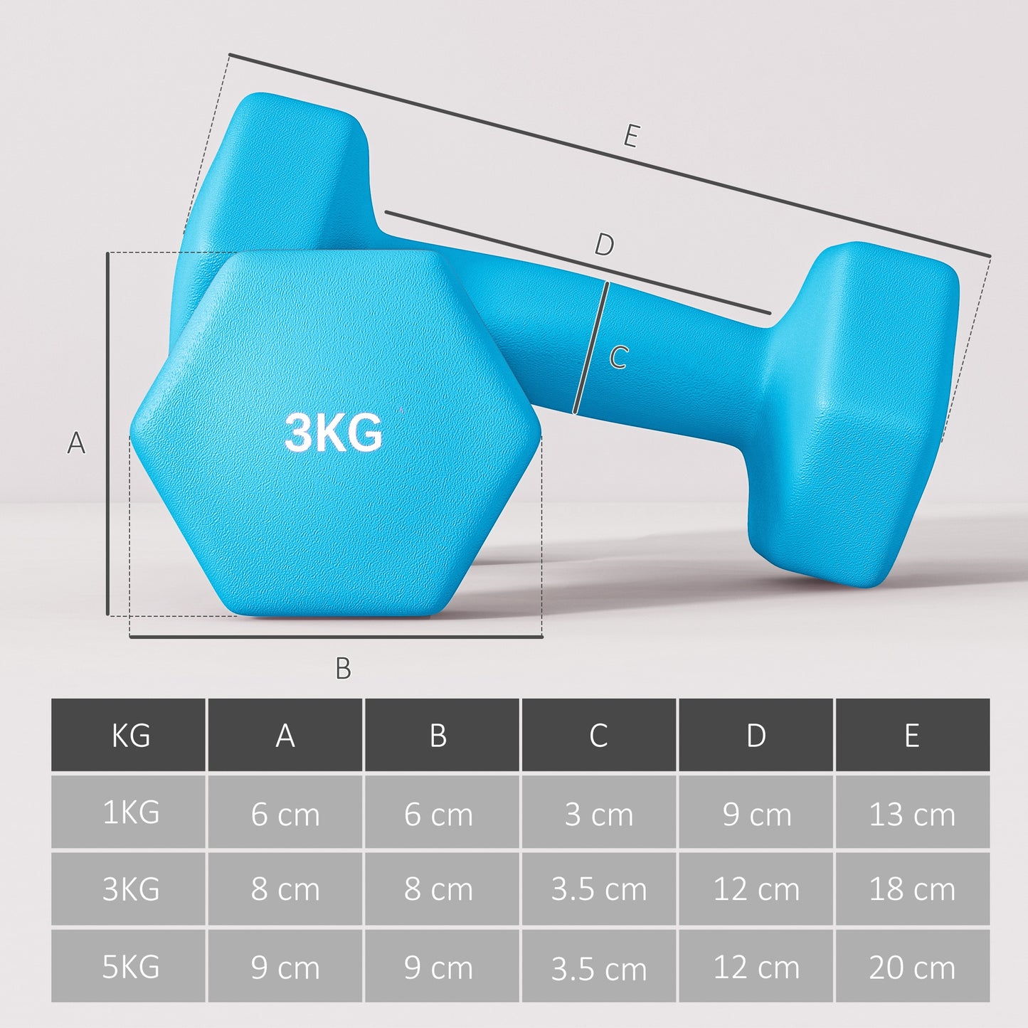 Dumbbells Set with Storage Rack, 2 x 1kg, 2 x 3kg, 2 x 5kg, Pink