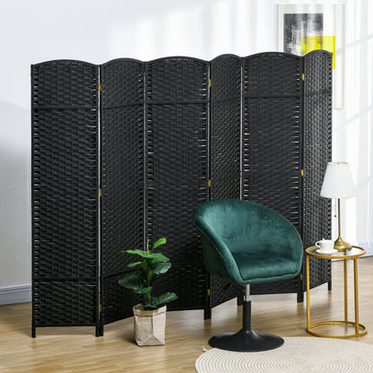 6 Panel Folding Room Divider, Freestanding Privacy Screen for Living Room, Bedroom and Office, 240 x 170cm, Black
