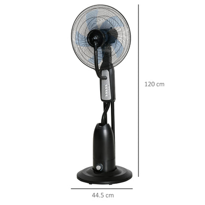 Spray Misting Fan, Floor Fan with Water Mist Spray, 70° Oscillation, Tilt Head, 3 Speeds, 2.8L Water Tank, Black