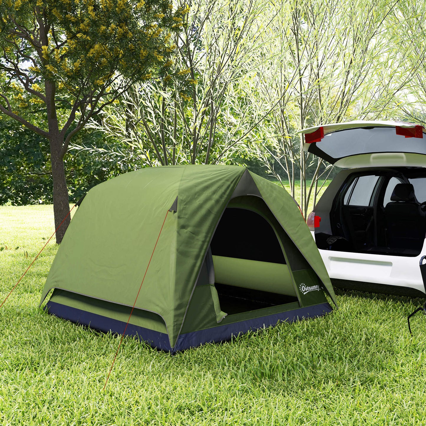 3-4 Person Camping Tent, Easy Set Up Waterproof Dome Tent with Sewn-in Groundsheet, Mesh Windows