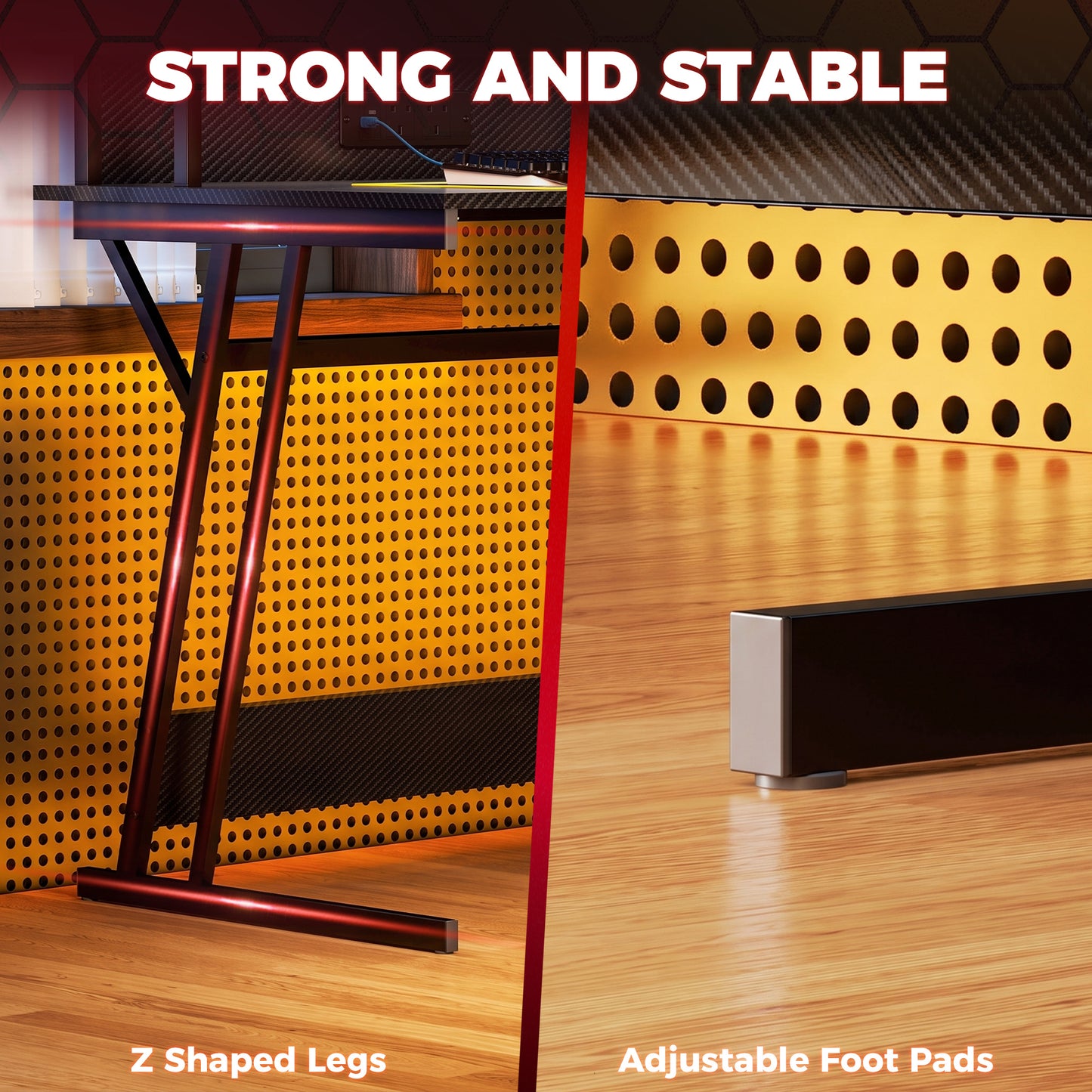 Two-Level LED Gaming Desk - Black