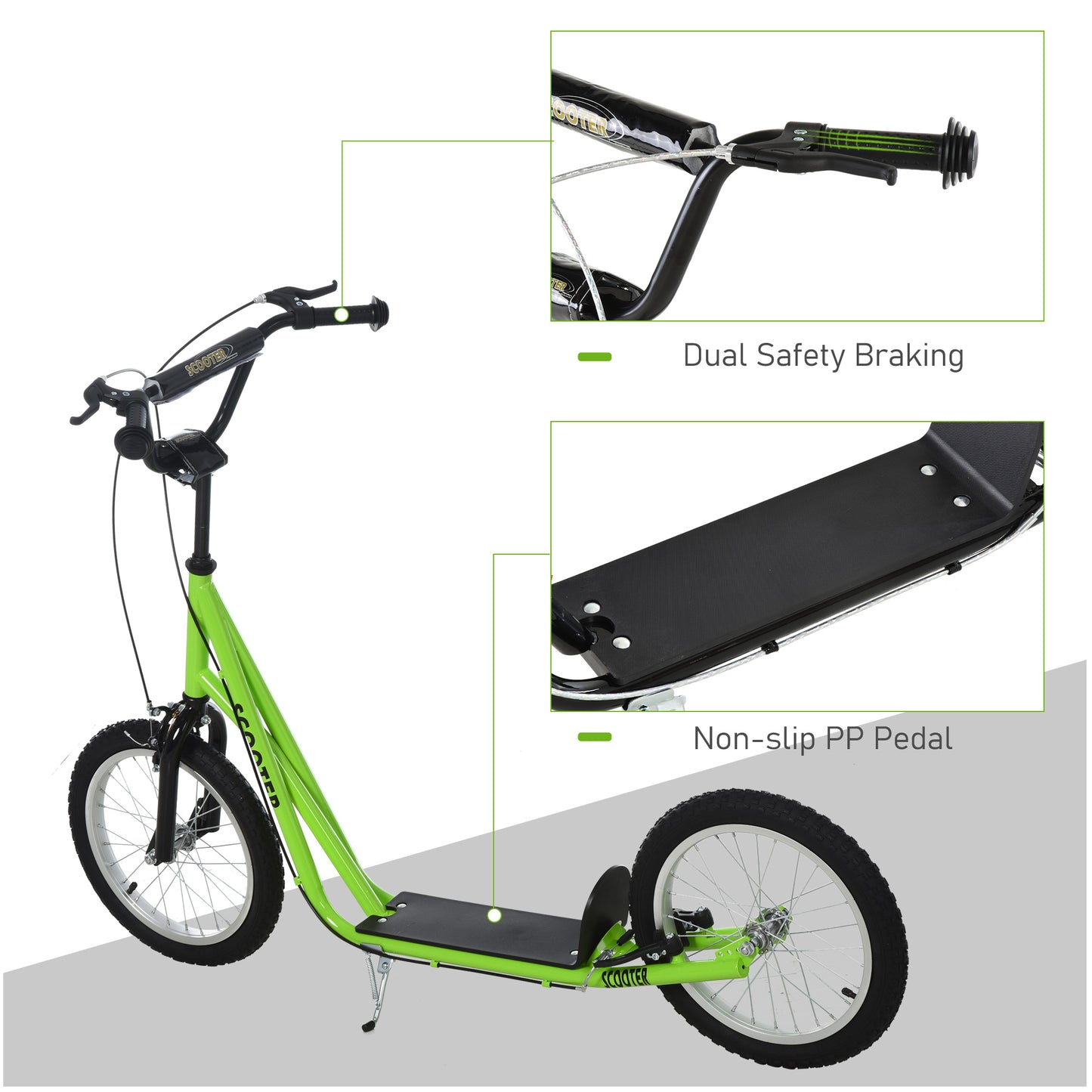Kick Scooters for Kids with Adjustable Height, Anti-Slip Deck, Dual Brakes, Rubber Tyres