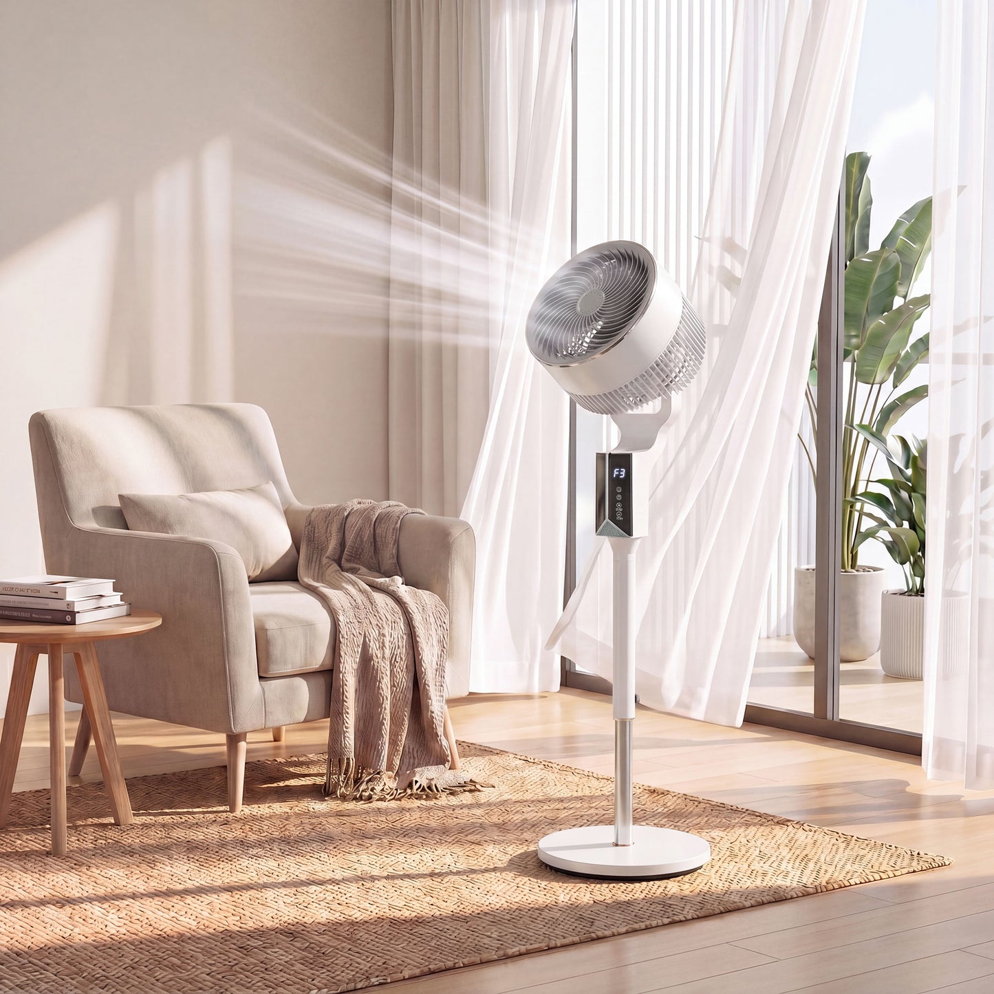 20 dB Silent Standing Fan for Bedroom, 46" Pedestal Fan with Remote, 85° Oscillating, 8 Speeds, White