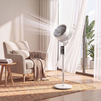 20 dB Silent Standing Fan for Bedroom, 46" Pedestal Fan with Remote, 85° Oscillating, 8 Speeds, White