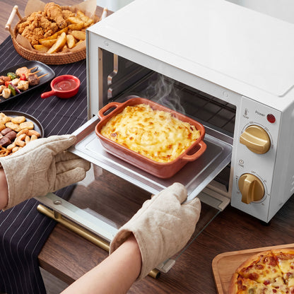 Mini Oven, 9L Countertop Electric Grill, Toaster Oven with Adjustable Temperature and Timer, 750W, White