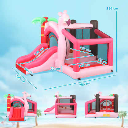 Inflatable Bounce House for Kids with Slide, Ball Pit, Basketball Hoop and Blower for Indoor Outdoor Garden, Pink
