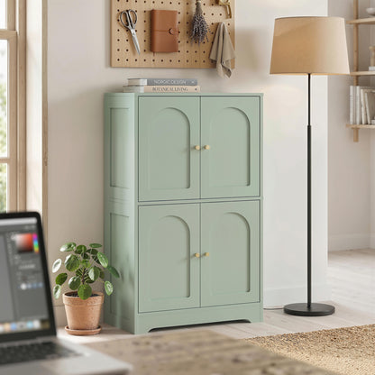4-Door Kitchen Storage Cabinet with Adjustable Shelves - Green