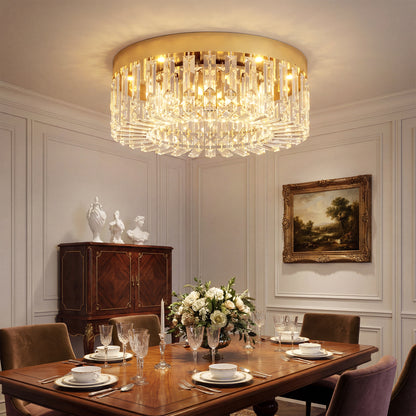 Crystal Chandeliers with 160 Crystal Pendants, 6-Light Ceiling Light for Living Room, Bedroom Dining Room, Gold Tone