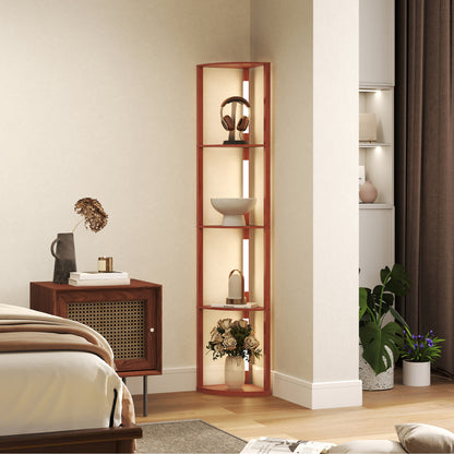 Corner Floor Lamp for Living Room Bedroom with Warm White LED Light, Modern Tall Standing Lamp, Brown