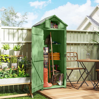 Small Shed, Tall Slim Wooden Garden Shed with 3 Removable Shelves and Roof Hatch