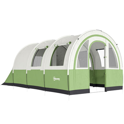Three Man Duo Room Tunnel Tent, with Accessories - Cream/Green
