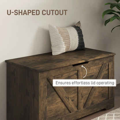 100L Home Storage Box, with Safety Hinge - Rustic Brown