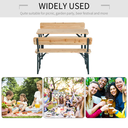 Portable Folding Camping Picnic Trestle Beer Table and 2 Bench Set Wooden Garden Furniture Patio Dining Party BBQ Chairs Stoo