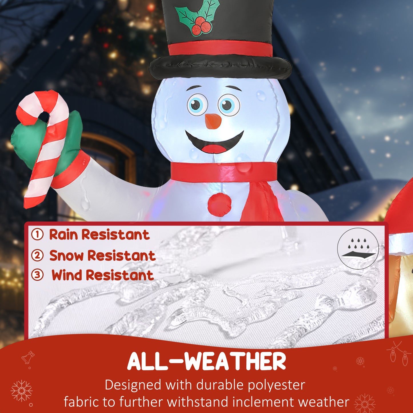 6FT Christmas Inflatables Snowman & Dog with Built-in LED Lights and Flashing Light
