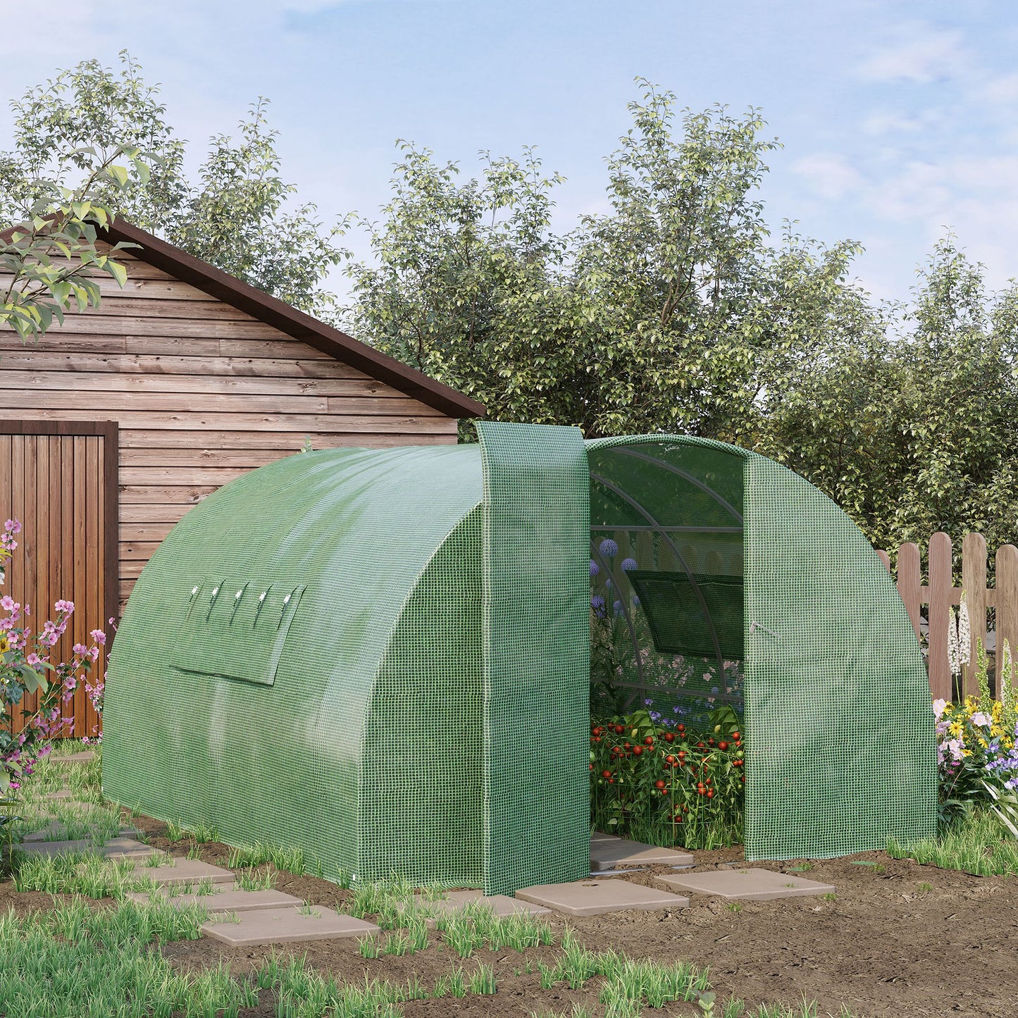 Reinforced Walk in Polytunnel Greenhouse, 4x3x2 m