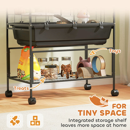 5 Tier Large Hamster Cage on Wheels with 17 cm Deep Tray, Storage Shelf for Syrian, Gerbil, Rats