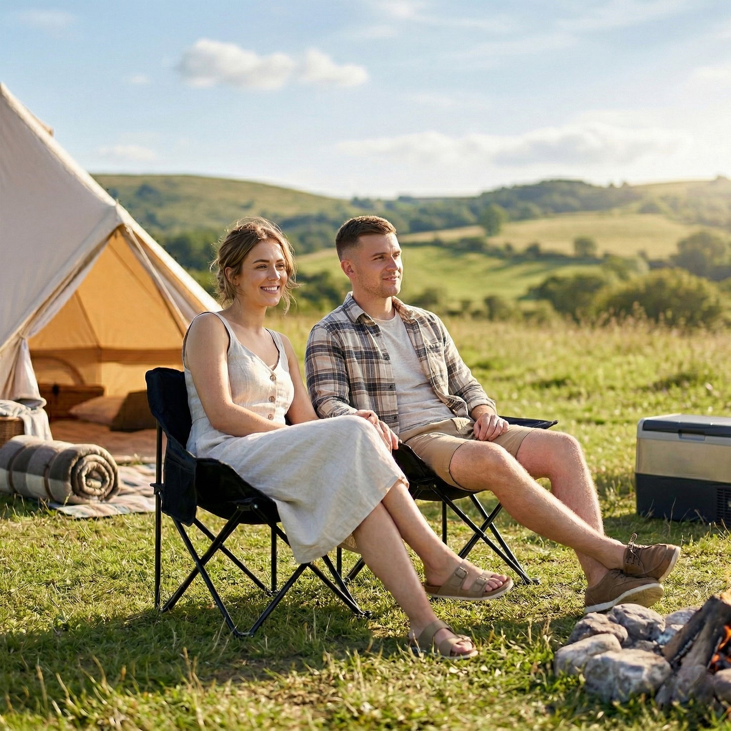 Camping Chair, Lightweight Folding Chair with Carrying Bag and Storage Pocket, Perfect for Festivals, Fishing