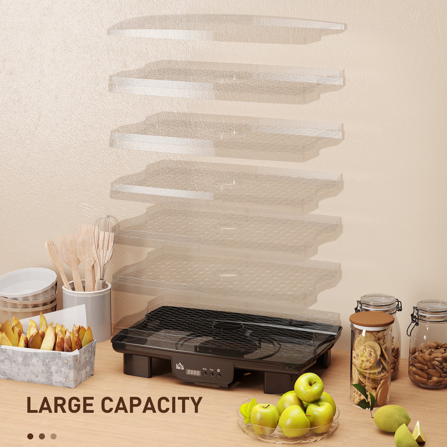 40-70℃ Six-Tray Food Dehydrator - Black