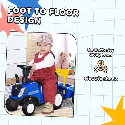 Ride On Tractor Toddler Walker Foot To Floor Slider w/ Horn Storage Steering Wheel for 1-3 Years Old Blue
