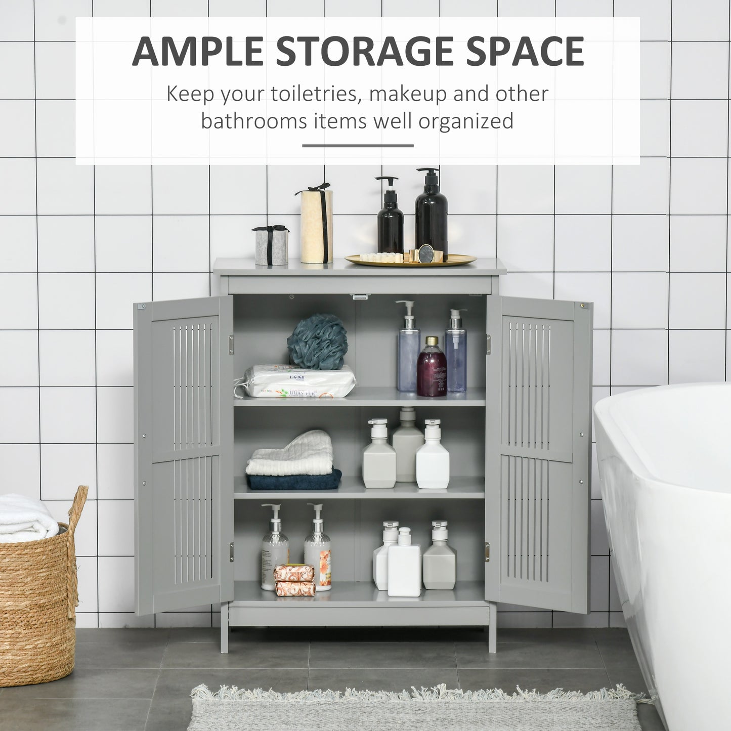 Modern Bathroom Floor Cabinet - Grey