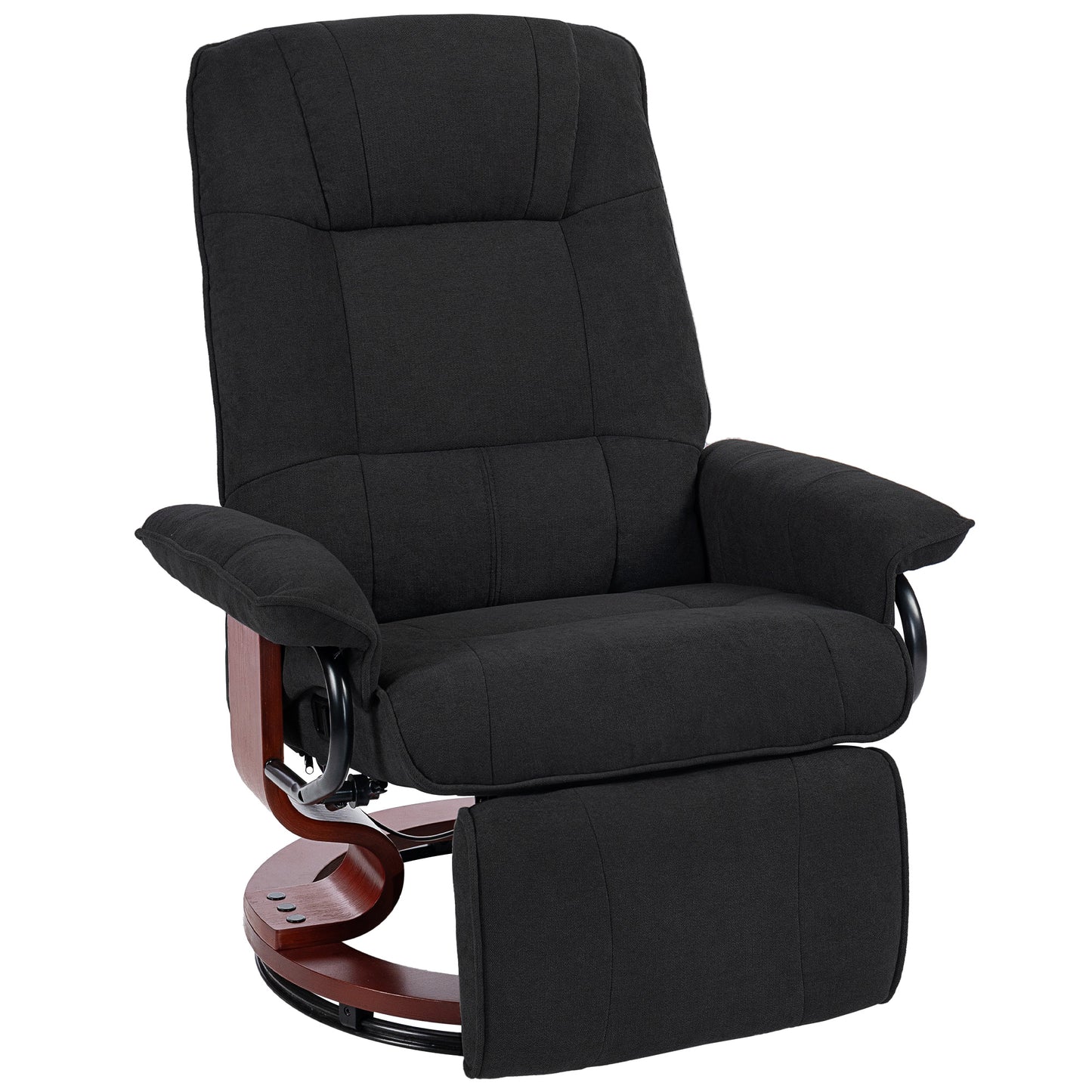 Reclining Swivel Chair, with Footrest - Black