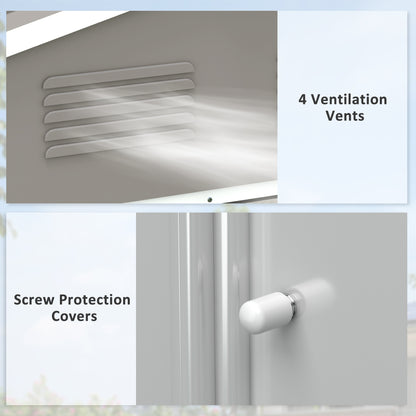 7.7 x 5.7ft Outdoor Garden Storage Shed, Metal Tool House with Ventilation and Sliding Doors, Light Grey