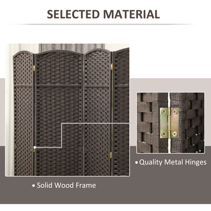 4 Panel Folding Room Divider, Freestanding Privacy Screen for Living Room, Bedroom and Office, 160 x 170cm, Brown